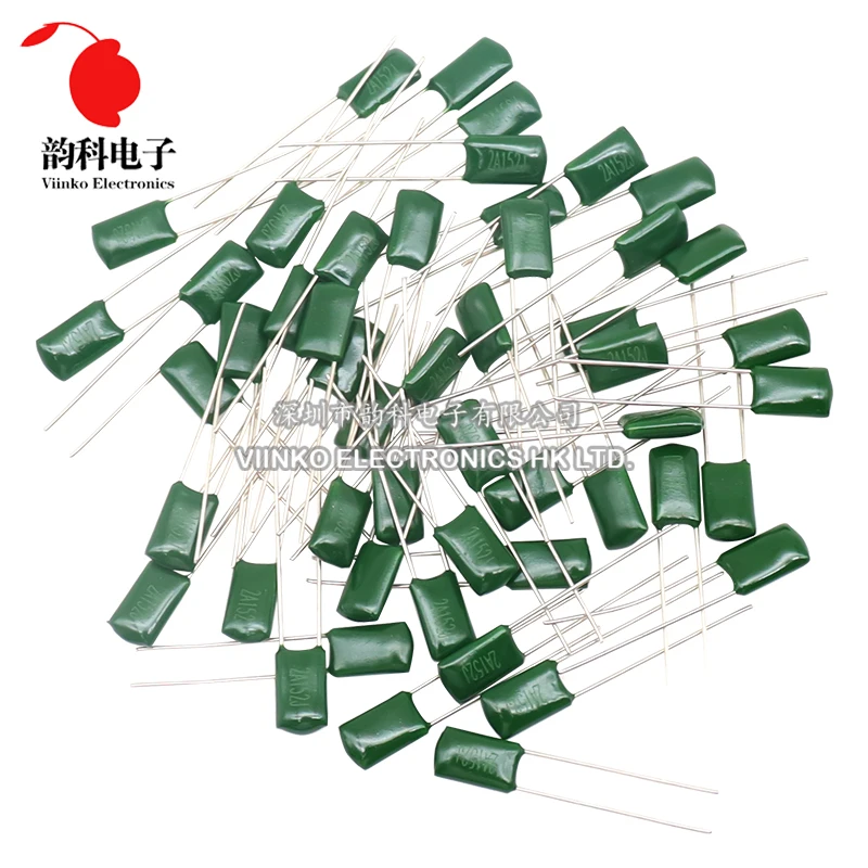 50pcs Polyester film capacitor 100V 1nF 1.5nF 2.2nF 100nF 2A471J 2A102J 2A152J 2A222J 2A392J 2A332J 2A472J 2A103J 2A473J 2A104J