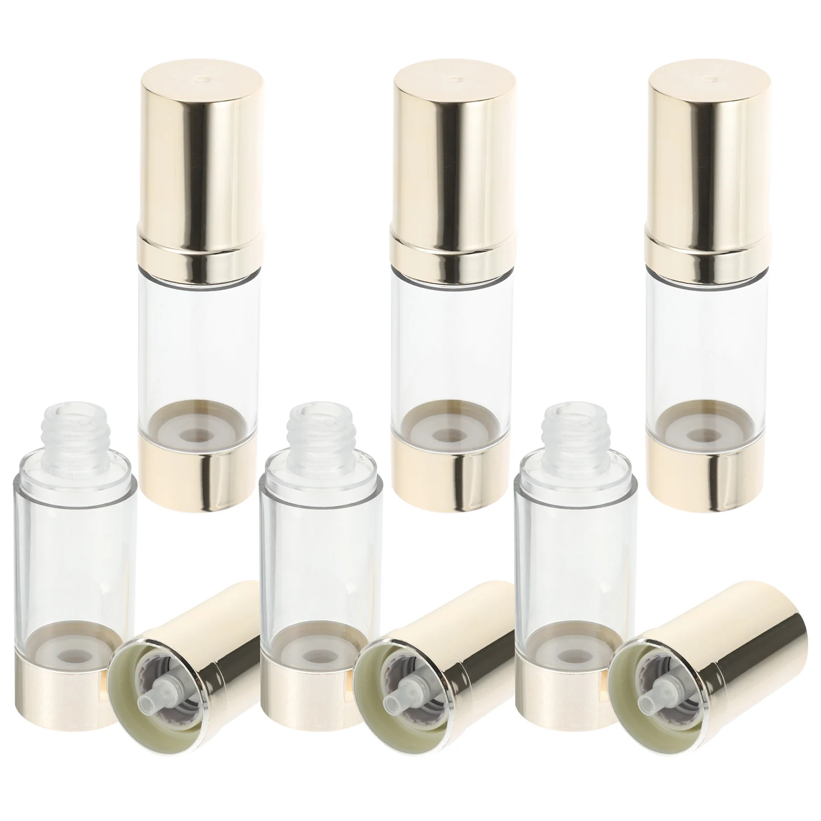 6Pcs Refillable Pump Bottles Portable Airless Dispenser for Travel Skin Care Lotion Gel Toner Storage Container