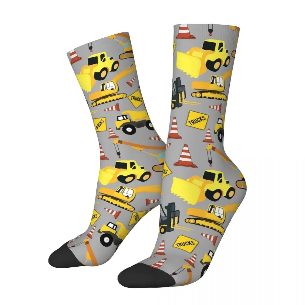 

Construction Trucks Party - Excavator, Backhoe And More. 2 Socks Harajuku Super Soft Stockings All Season Long Socks