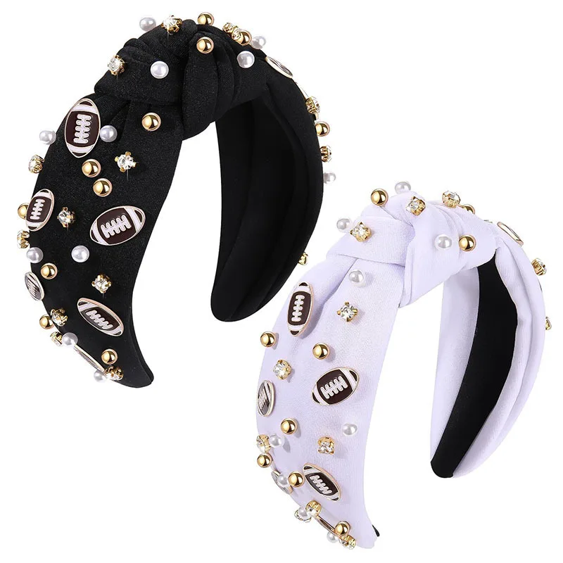 Hot Selling Fashion Knotted Headband Wide Edge Nail Diamond Pearl Hairband Korean Temperament Women's Hair Accessories
