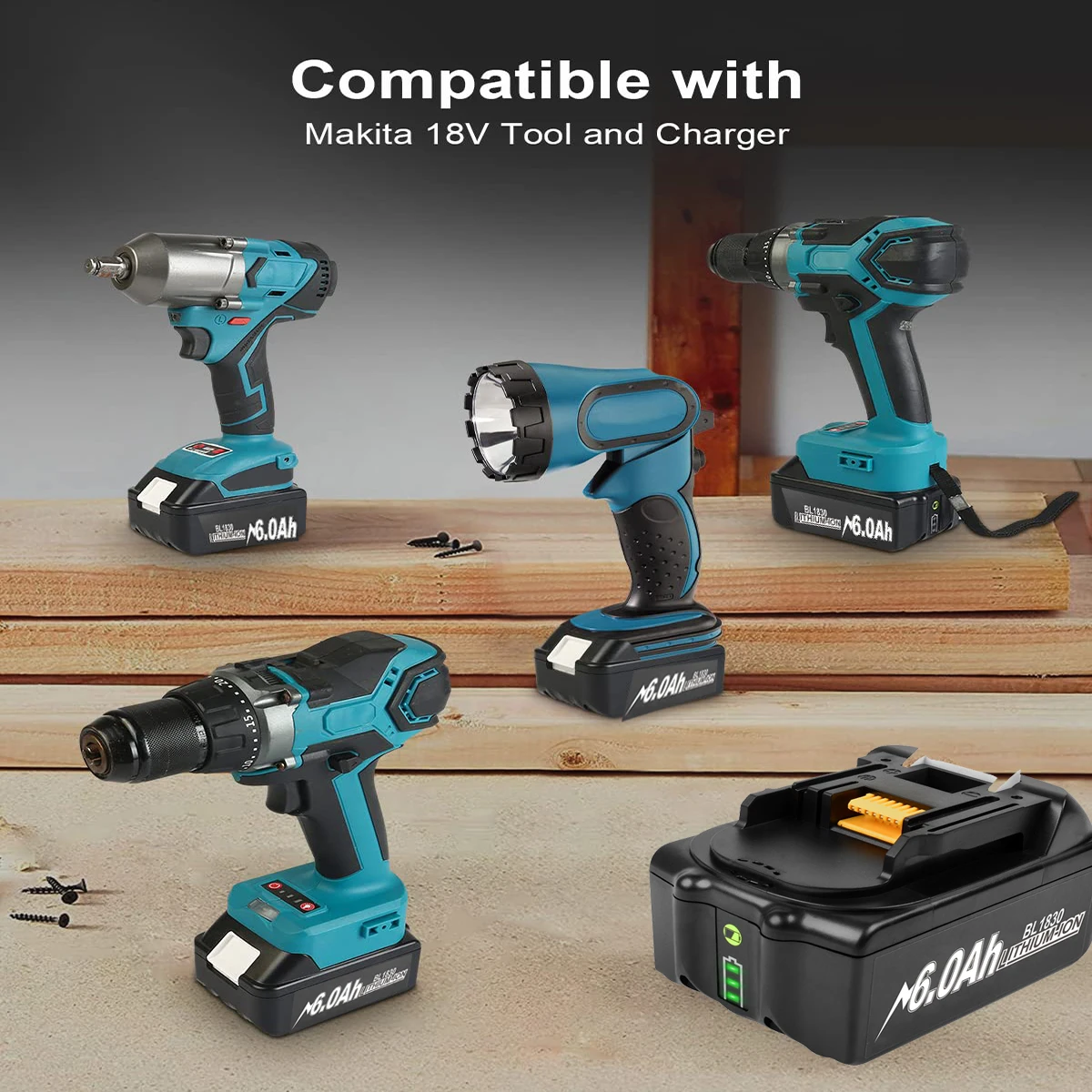 Batterie Lithium-ion de Remplacement pour Makita, 18V, BL1860, 6000mAh, BL1830, BL1880, BL1830, BL1850, avec Support de Batterie