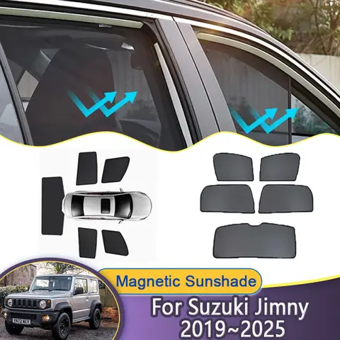 스즈키 지미니 시에라 3 도어 2019 ~ 2025 용 자동차 메쉬 차양 선 스크린 윈도우 바이저 커버리지 Sun Shade 액세서리 2022 2023 2024 스즈키 지미니 시에라 3 도어 2019 ~ 2025 용 자동차 메쉬 차양 선 스크린 윈도우 바이저 커버리지 Sun Shade 액세서리 2022 2023 2024