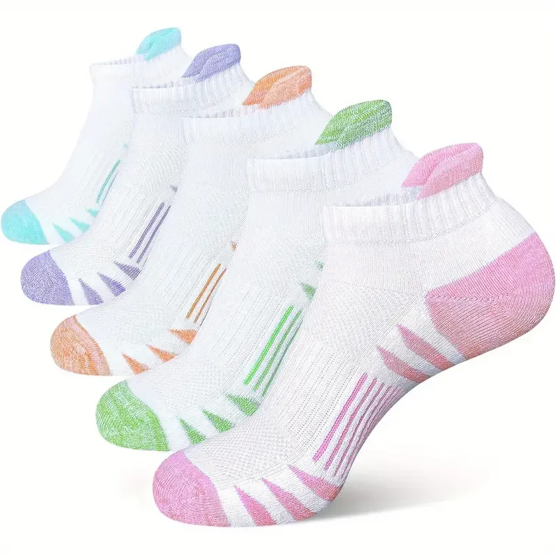 Womens Ankle Anti-blister Thick Cushioned Wicking Odor Resist Athletic Running Socks 5 Pairs