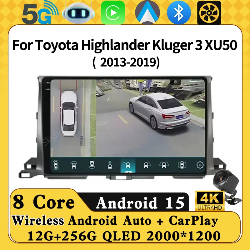 

Android 14 Car Radio For Toyota Highlander Kluger 3 XU50 2013 - 2019 Navigation GPS Multimedia Video Player Stereo Carplay Auto