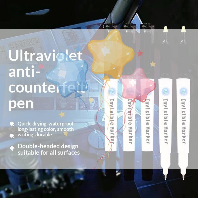 UV Invisible Ink Marker Pen Waterproof Permanent Anti-tamper Security Marker Secret Code Pen Ultraviolet Fluorescent Pen