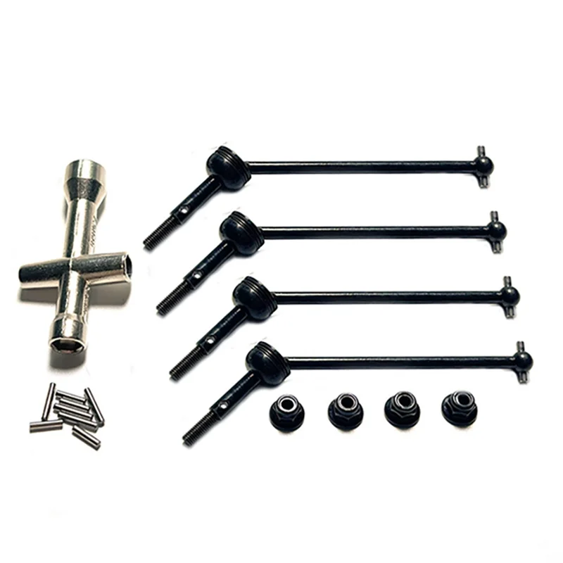 4 piezas de eje de transmisión de metal y tuerca de rueda para Wltoys 144001 144010 124007 124016 124019 124018   Piezas de actualización de coche RC, negro