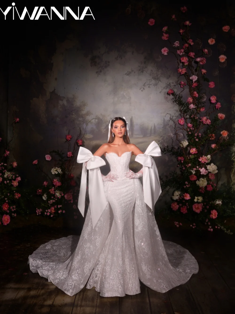 

Роскошное свадебное платье-русалка с корсетом, бисером и кружевом, со съемным шлейфом, на заказ, длинное, элегантное, для невесты