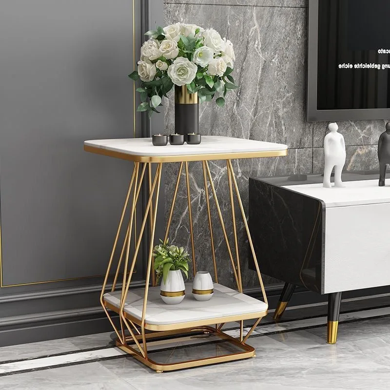 

Balcony light luxury rock slab small coffee table living room modern simple living room sofa side table side cabinet corner side