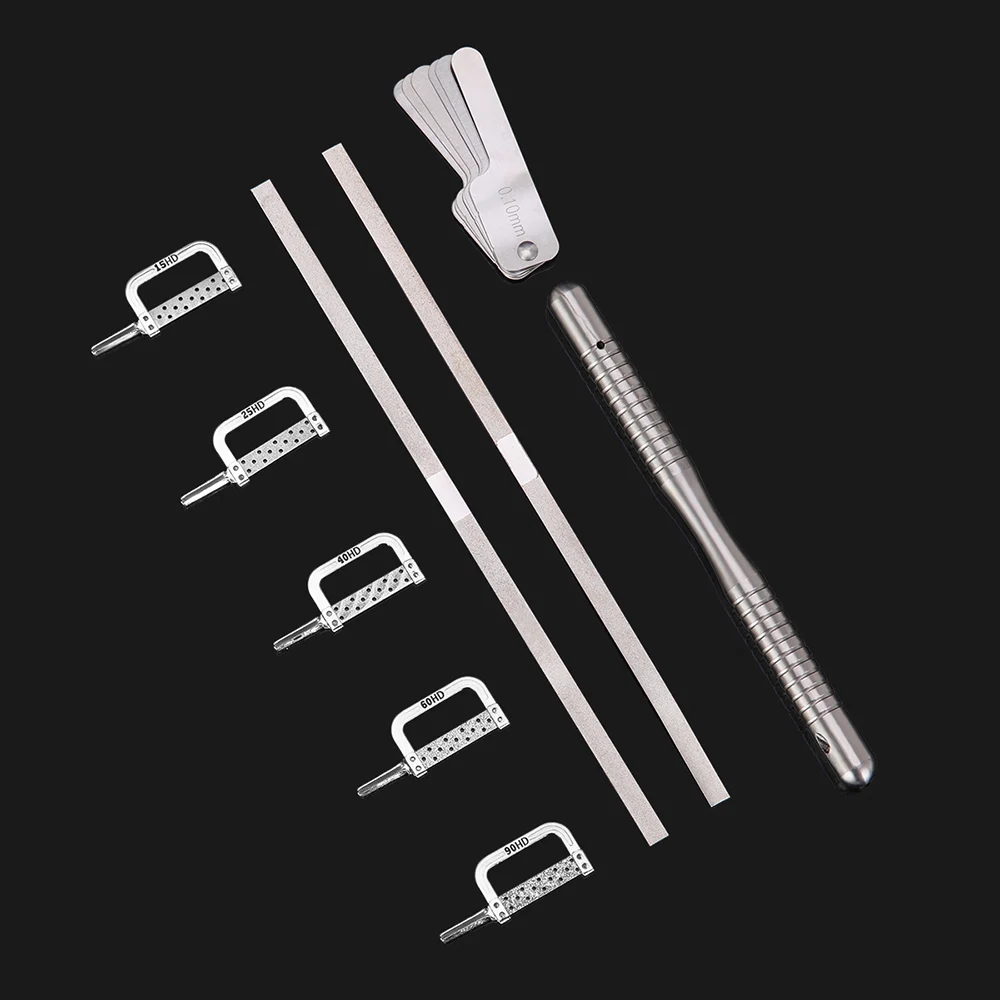 AZDENT Dental Kieferorthopädisches Interproximal-Emaille-Reduktions-Automatik-Streifenschneideset, doppelseitig, mit Maßbandgriff – Detail 8