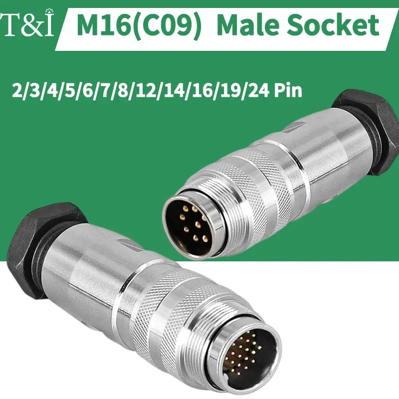 5/10/100 Pcs M16 Male Head Aviation Plug Socket Metal Shield Waterproof C09 / J09 TS / TRS Dedicated Sensor Connector 2-24P