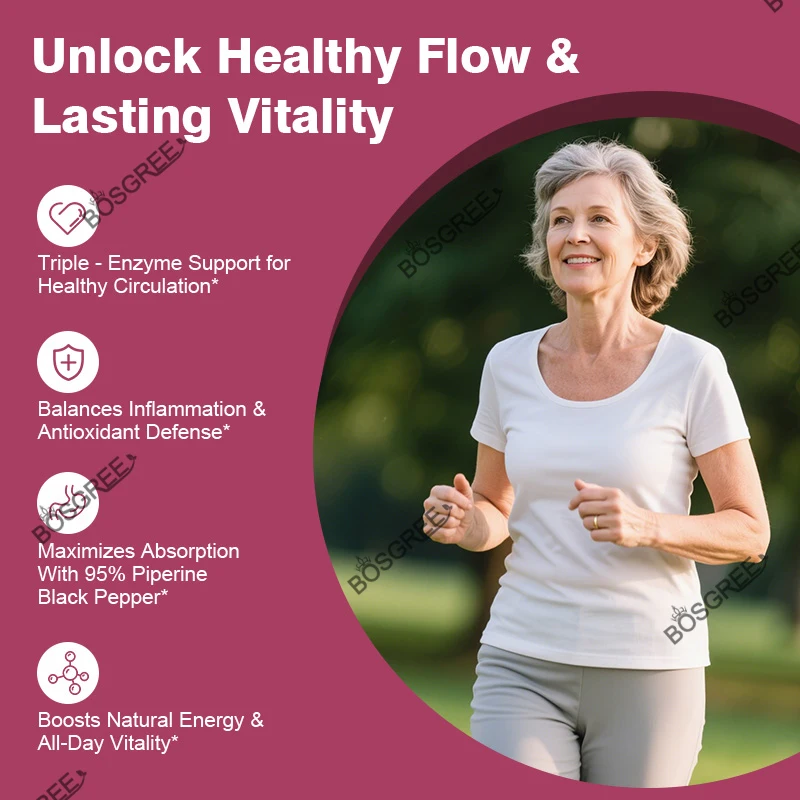 Nattokinase Capsules -Multi Enzyme Complex with Vitamins-Blood Vessel Clean,Supports Cardiovascular Health- CoQ10 Energy Support