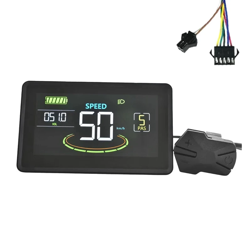 H6C Electric Bike LCD Display Meter 24V-60V E Scooter LCD Panel Color Screen With USB UART For Electric Bike Parts (SM 5+2PIN)