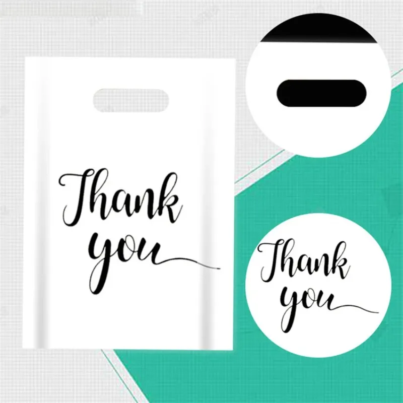 Black/White/Pink Thank You Handle Plastic Clothing Garment Bag DIY Xmas Dress Toys Underwear Women Gifts Portable Pouches - Image 5
