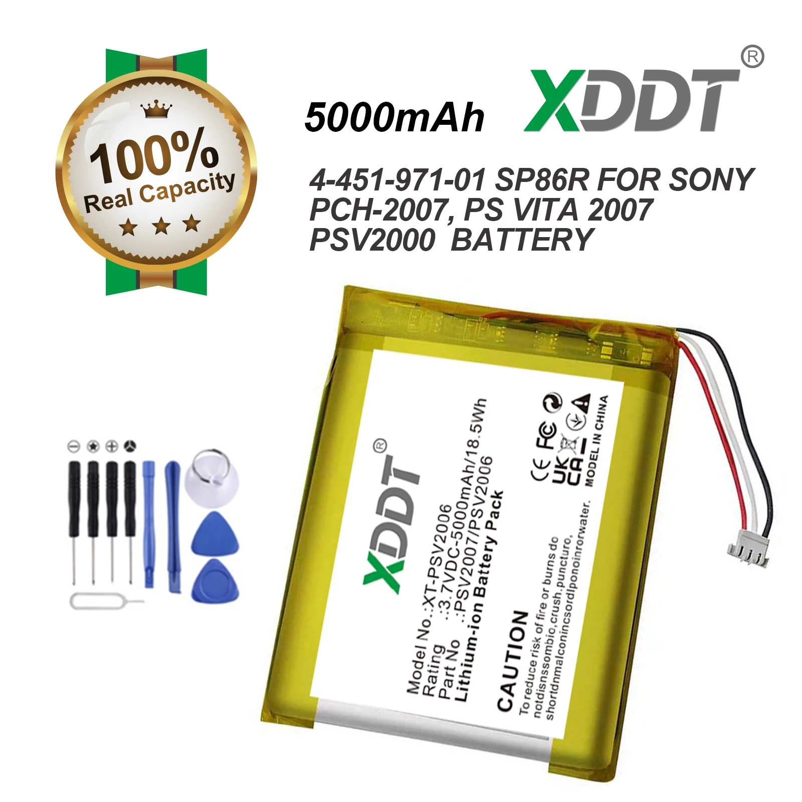 3.7V 5000mAh Game Console Battery 4-451-971-01, SP86R for Sony PCH-2007, PS Vita 2007, PSV2000 +TOOL