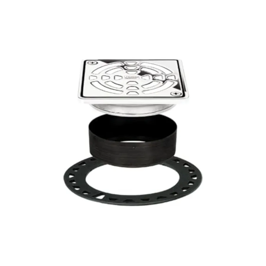 

Kerdi-Drain Classic Shower Grate Kit with Integrated Slope Bonding Flange - Ideal for Tile Showers - 4" Grate Size Square Chrom