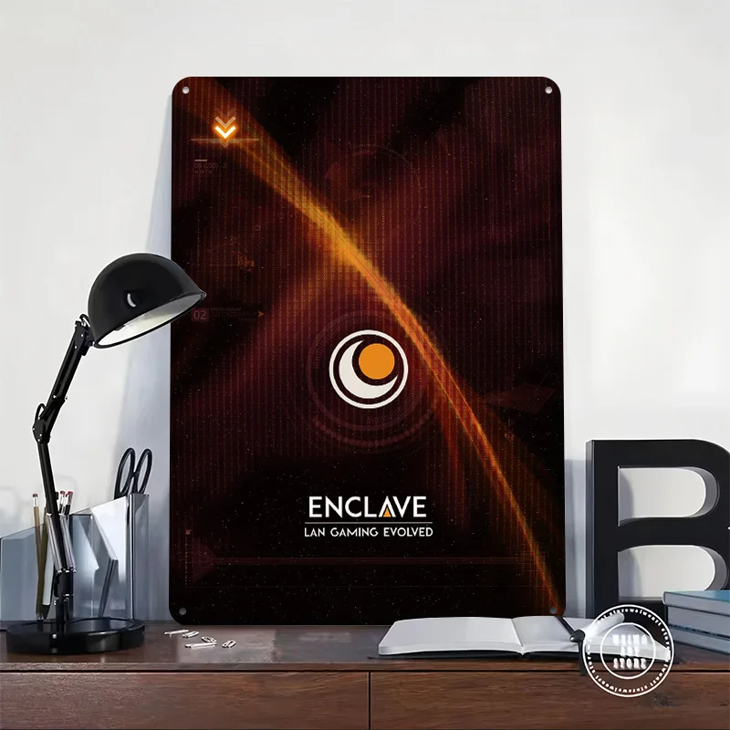 Enclave LAN Gaming Logo Tinplate Poster Customized Wall Art Vintage Metal Signs Retro Tin Plaque for Room Decorating Interior