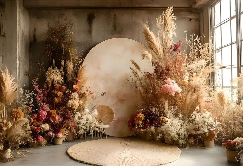 Мехофонд фон для фотосъемки в помещении в стиле бохо пампасная трава для девочек на день рождения, вечеринку для беременных, портретное окно, винтажный декор, фон