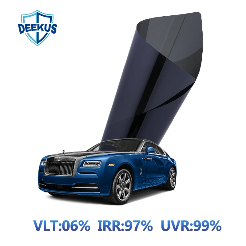 ฟิล์มกรองแสงติดรถยนต์ Deekus-MTS05 PET Nano Carbon รุ่น CS20 VLT05% แบบมีกาวในตัว สำหรับติดกระจกรถยนต์