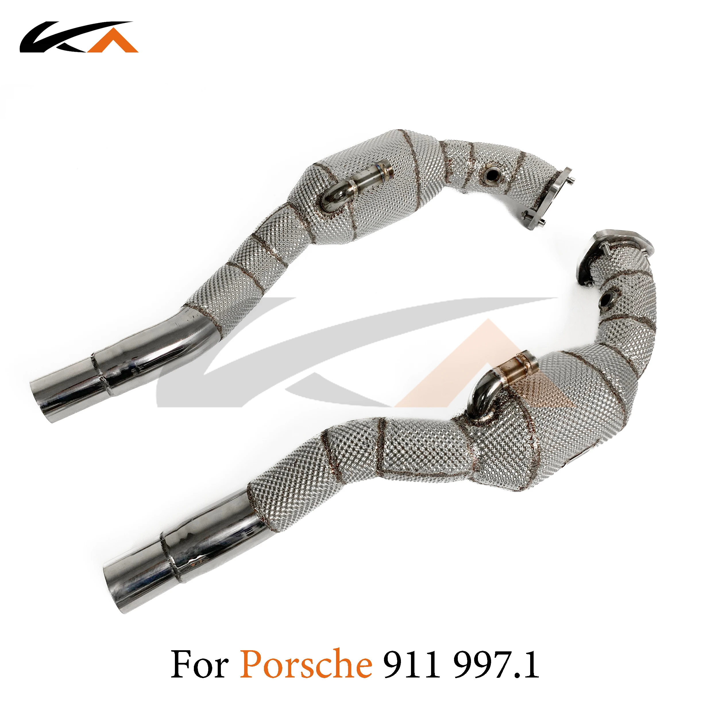 KA Tuning downpipe exhaust for Porsche 911 997.1 3.6L axle pipe performance parts with heat shield and catalysis