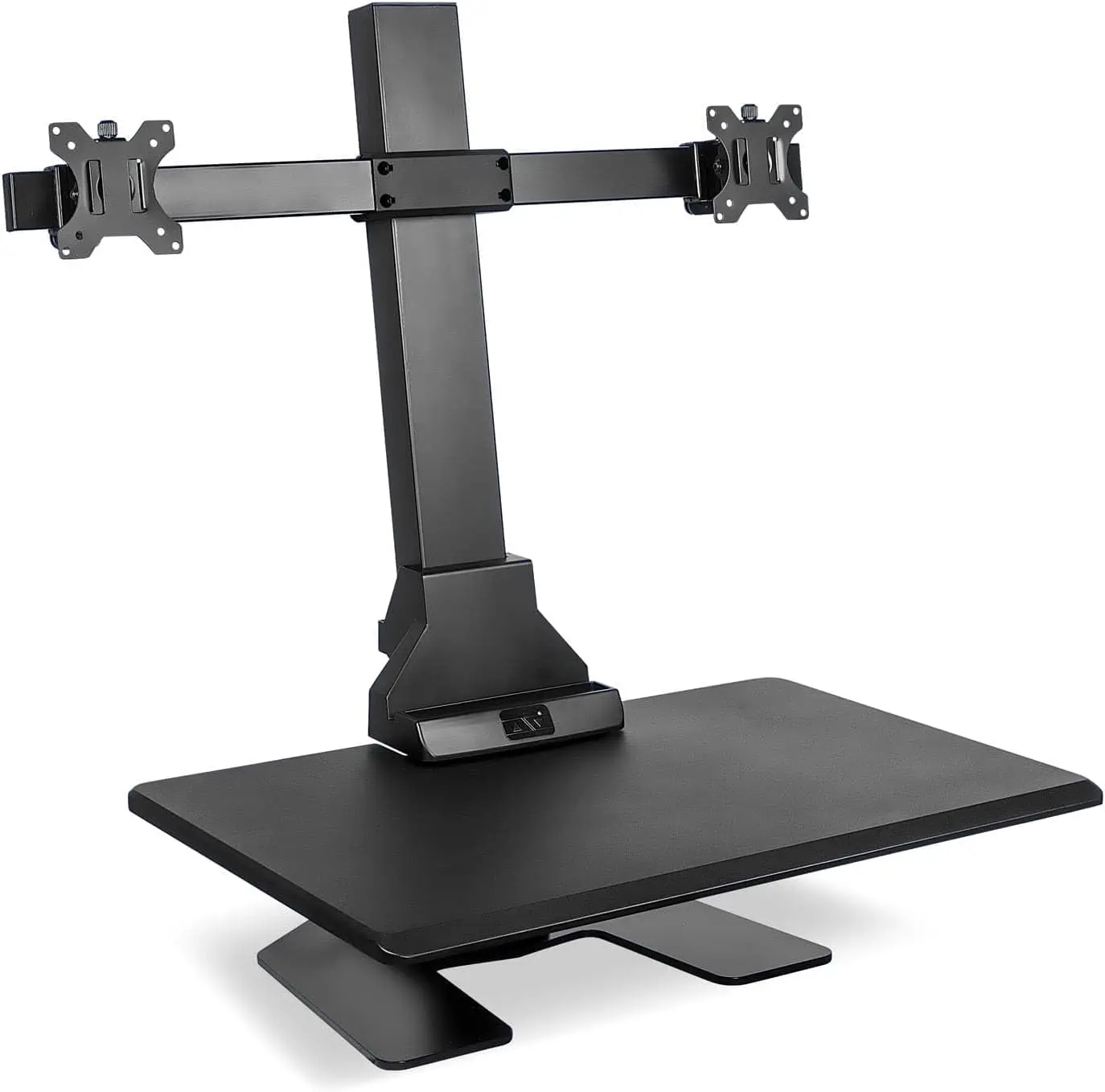 Double Monitor Electric Standing Desk Converter - 2 Screens Stand Up Desk Riser - Height Adjustable Desktop & 2 Mounts