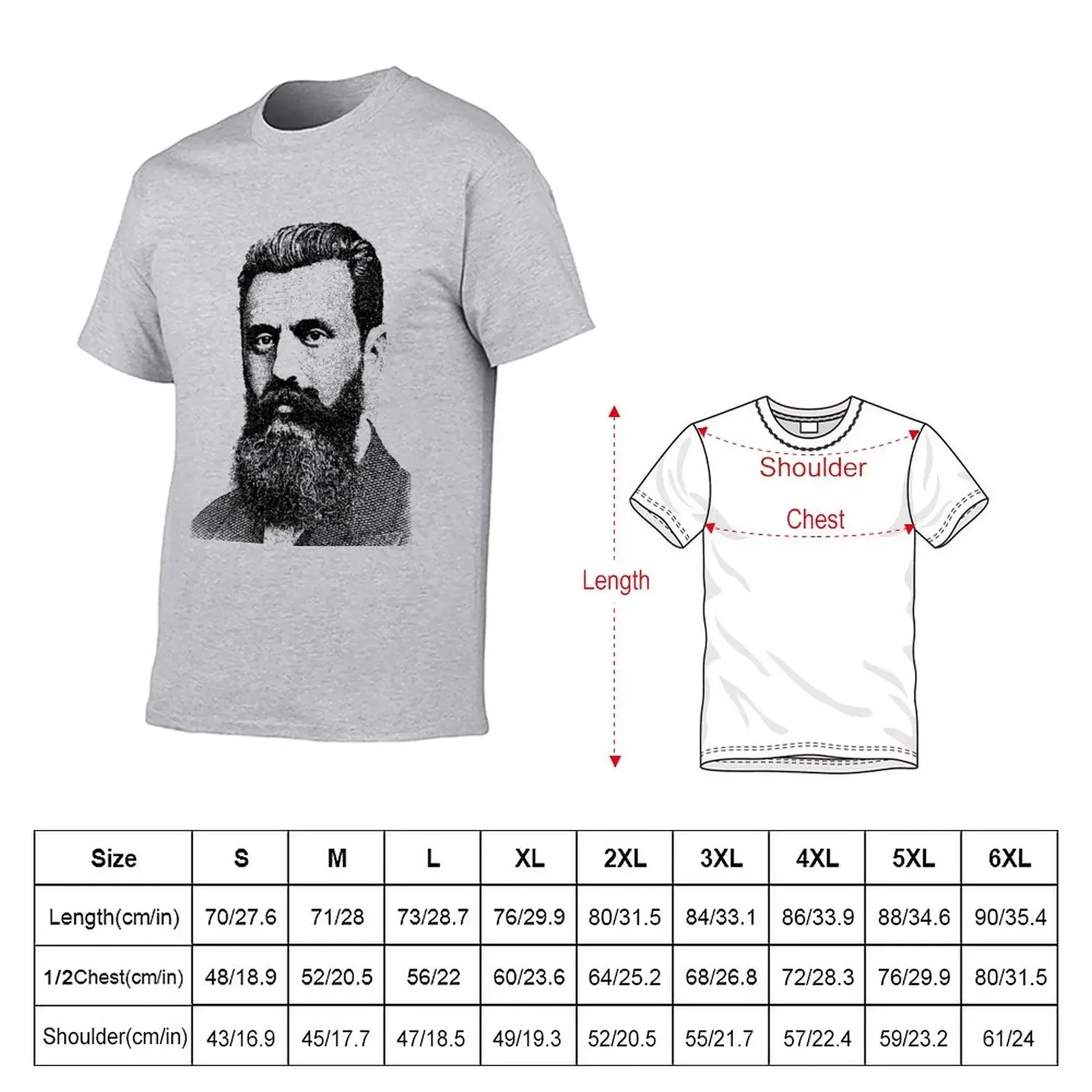 Theodor Herzl T-Shirt Short sleeve tee customs design your own mens graphic t-shirts hip hop