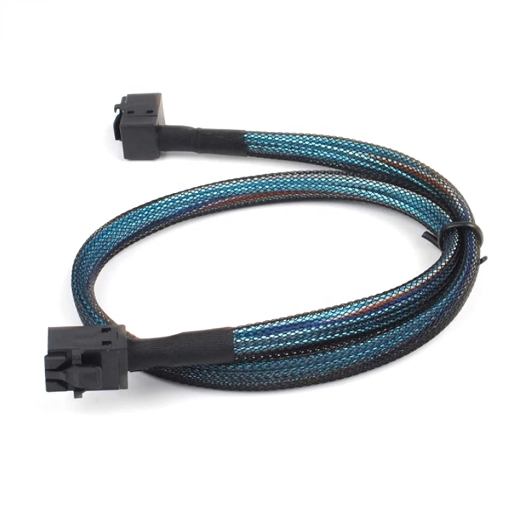 HD mini SAS SFF8643 Down Angled  to SFF8643 Straight mini SAS Cable 1m