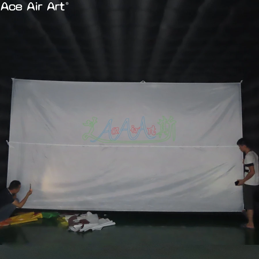Customized Inflatable Black Cinema Tent Model Movie Tunnel Inflatable Marquee With Screen For Outdoor Events