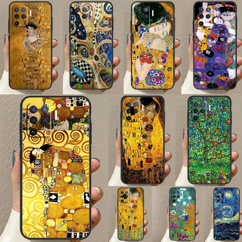 Starry Night Klimt Kiss Case For OPPO A96 A76 A16 A94 A74 A54 A53 A57 S A15 A52 A72 A93 A5 A9 A31 A17 A77 A78 Coque