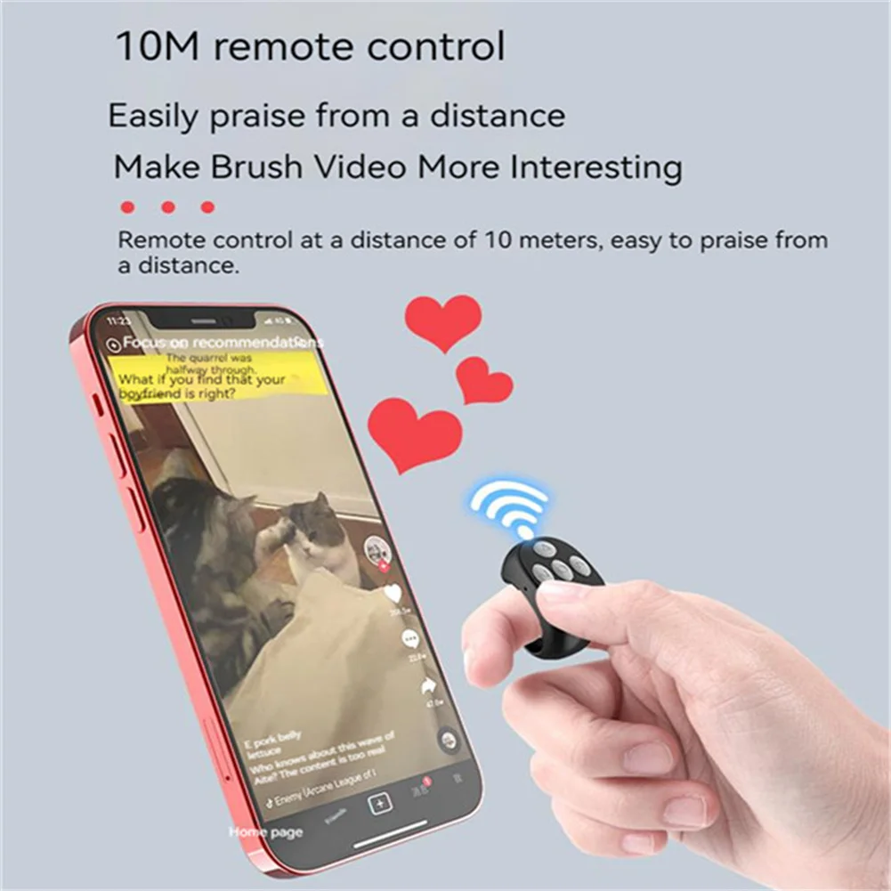 Tik Tok Ring Remote Control Portable Bluetooth-compatible Mobile Phone Selfie Timer Page Turner Controller