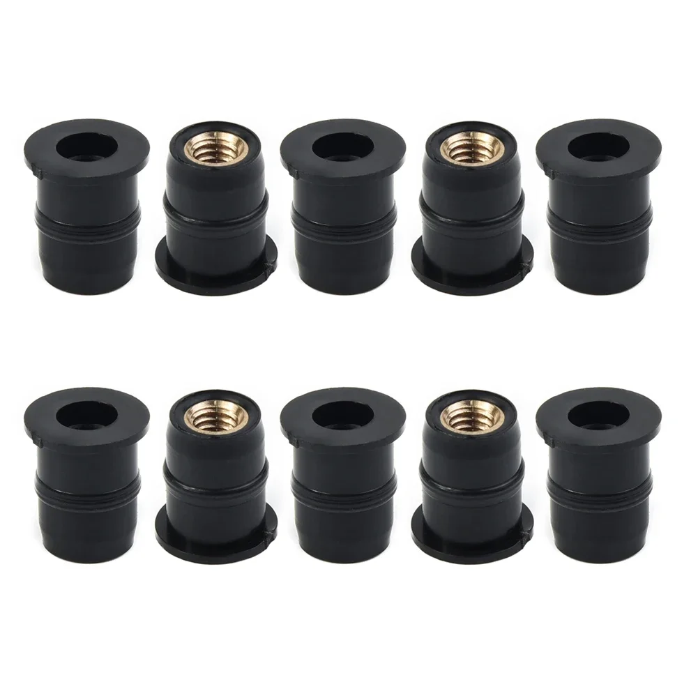 10 Pcs 5mm Motorcycle Windshield Rubber Rivet Nuts Set M5-Vibration Damper Panel Mounting Well Nut For Honda For Suzuki