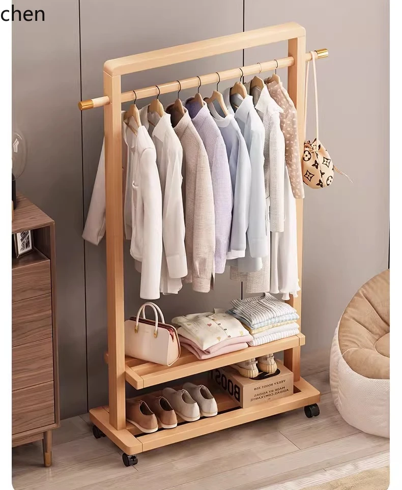 

TQH6.24 solid wood coat rack floor-to-ceiling bedroom hanger simple multi-functional rack