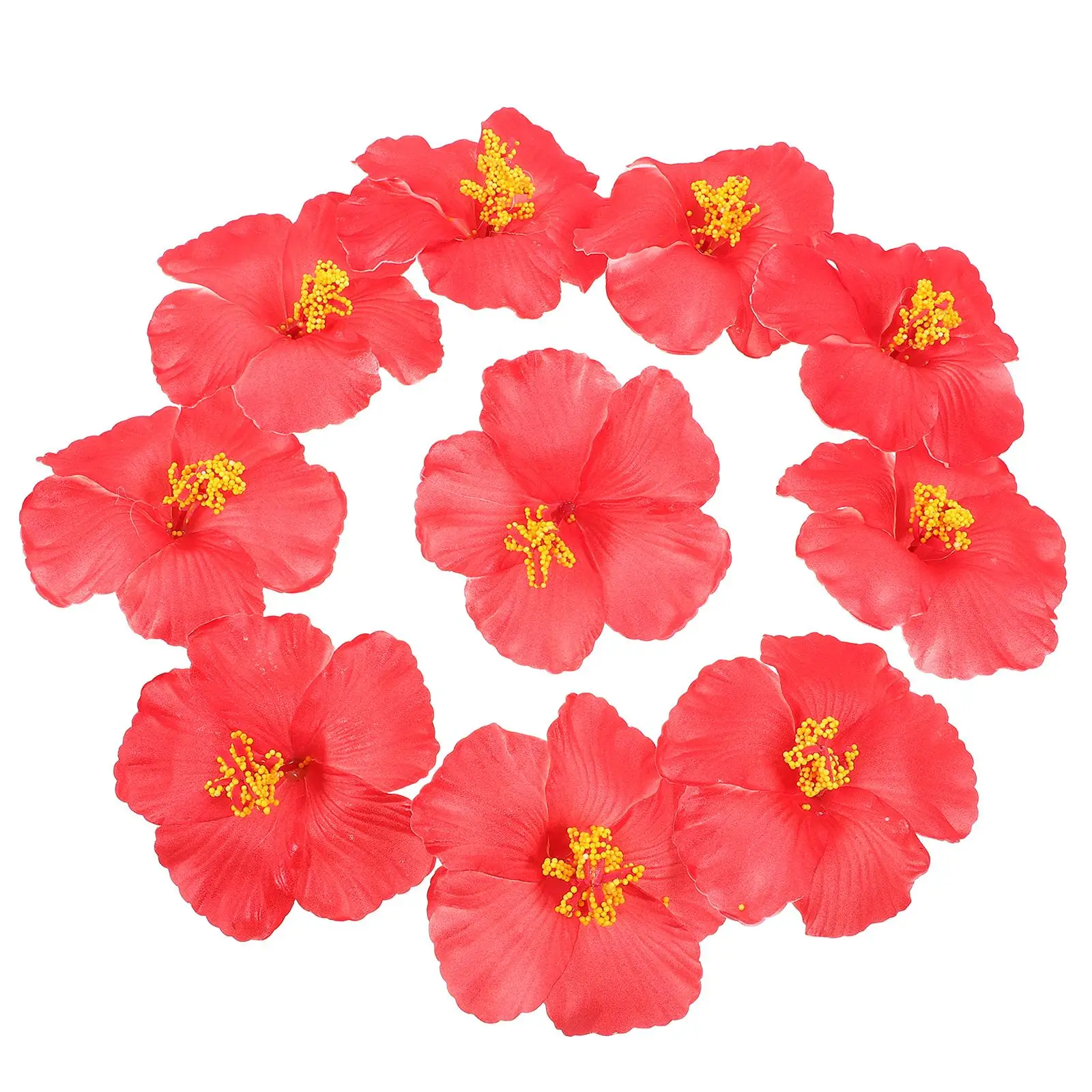 

10 Pcs Artificial Flower Decoration Faux Hibiscus Flowers Tropical Party Decorations