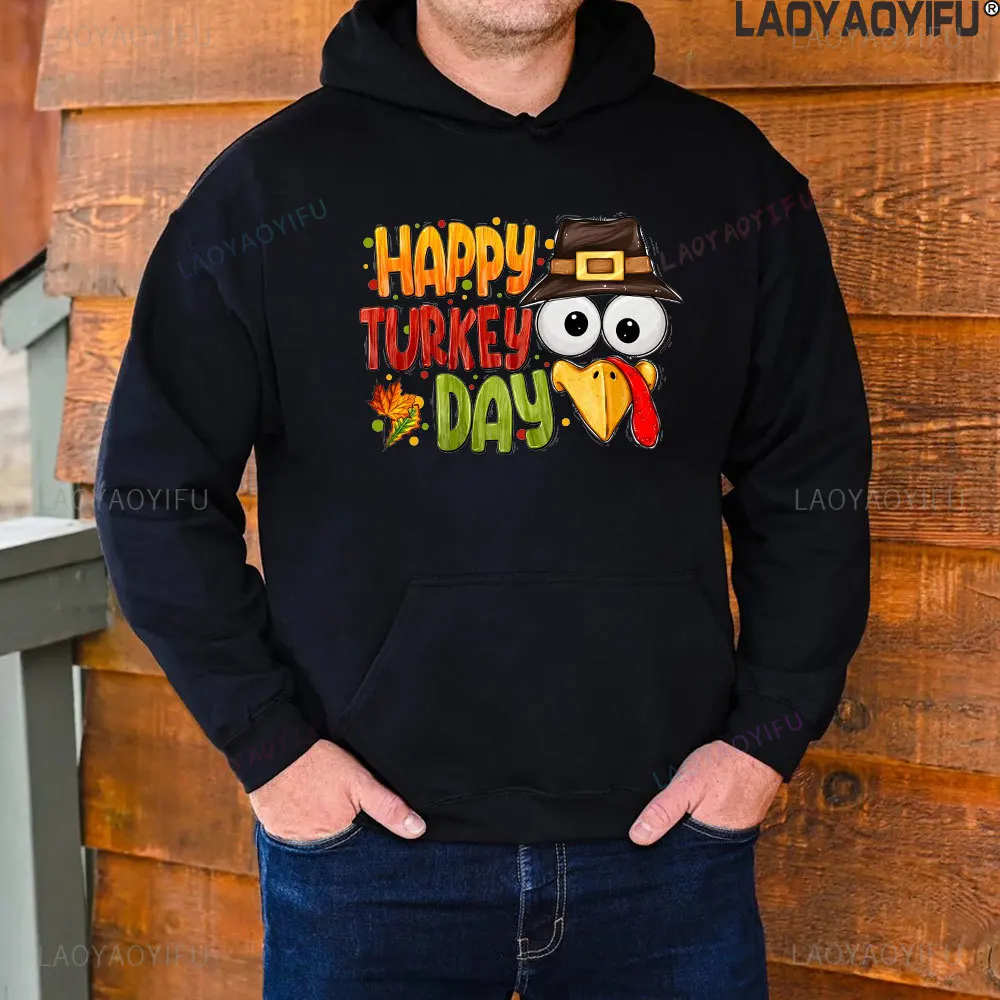 Happy Thanksgiving Day Sweatshirt Woman Man Autumn Winter Drop Shoulder Warm Hoodie Funny Turkey Long Sleeve Religion Hoody