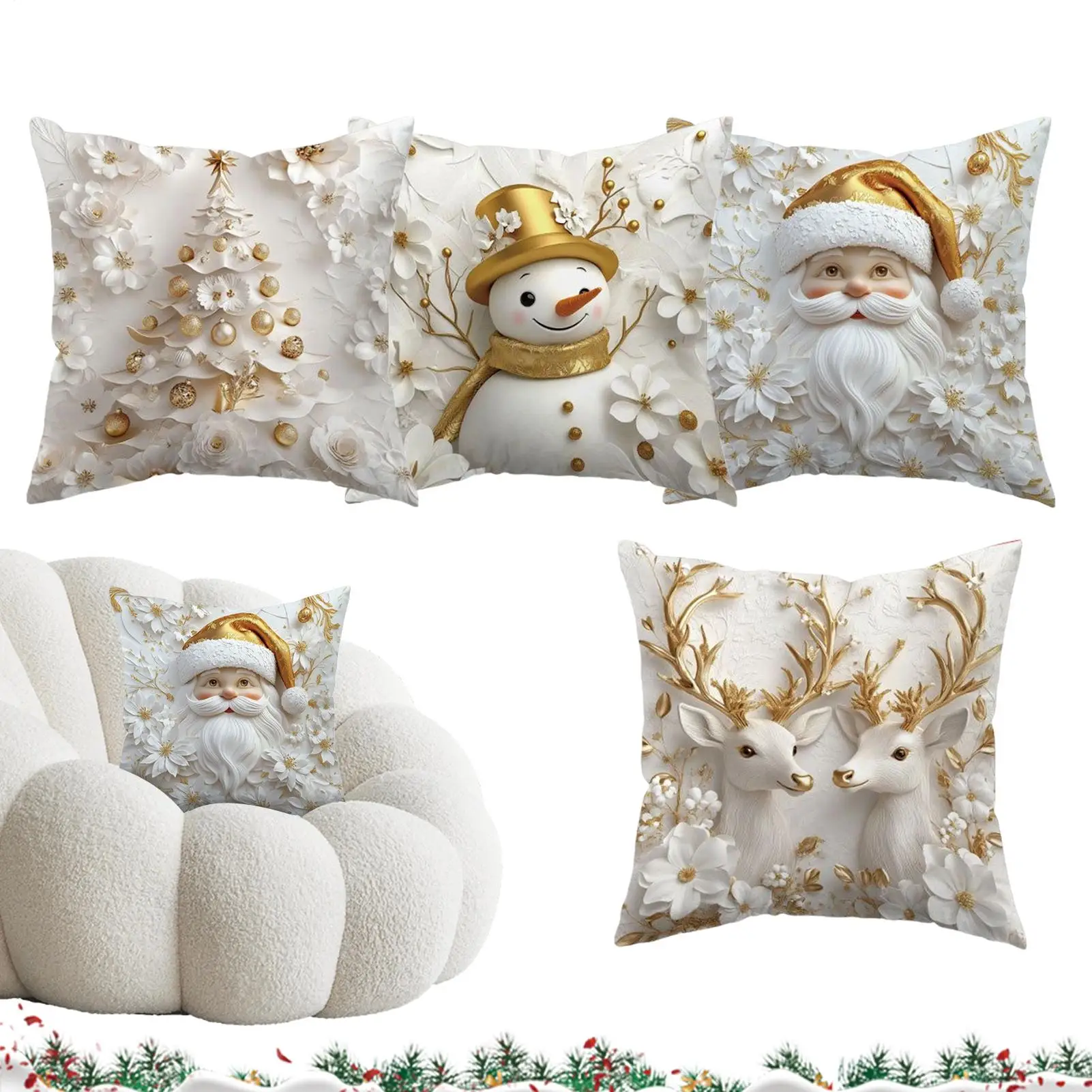 Pillow Covers For Couch 18x18 Inch Farmhouse Christmas Modern Throw Pillow Case For Home Room Bedroom Living Couch Sofa Bed