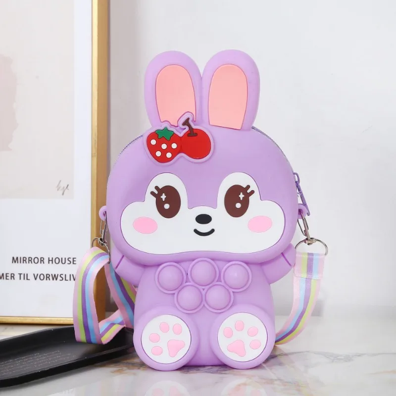 New Silicone Children's Bag Cute Little Rabbit Rainbow Puzzle Pressable Zero Wallet Rat Killer Pioneer