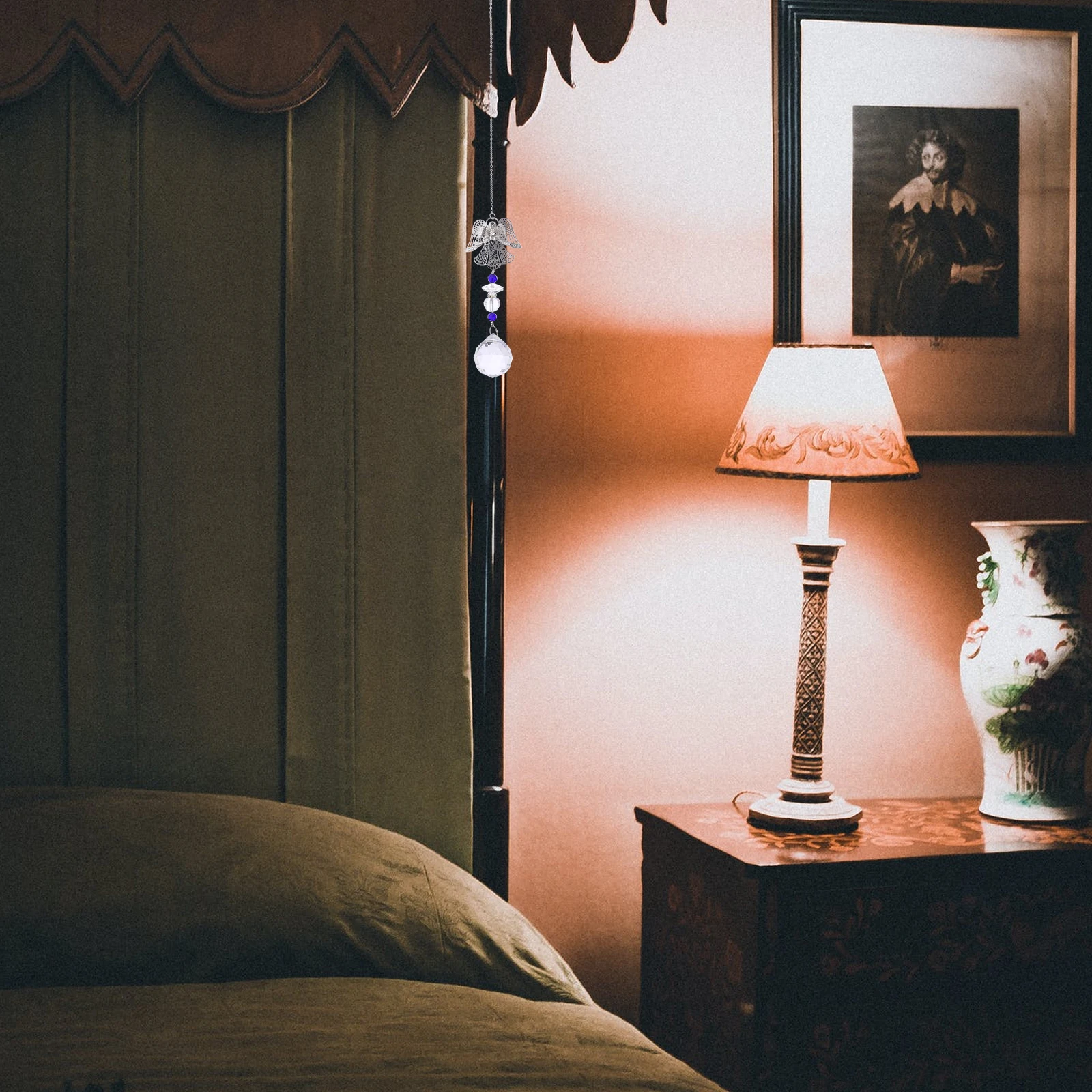 

2pcs Angel Pendant 14mm Mid-Hole Blue Crystal Hanging Ornaments for Decoration Christmas Tree DIY Projects