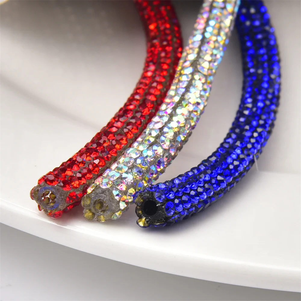 6Mm tondo strass Trim catena cristallo coulisse vetro diamante corda tubo gioielli fai da te per artigianato pantaloni felpe con cappuccio