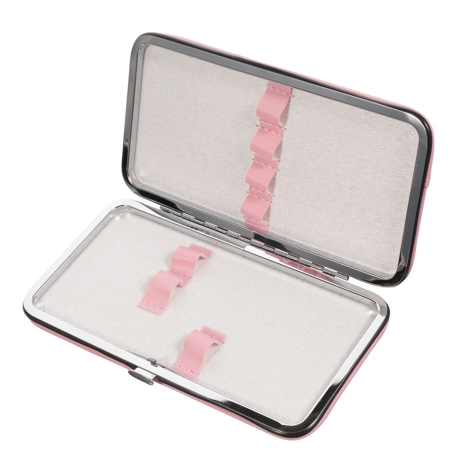 Eyelash Tweezers Holder Bag Premium PU and Metal Tweezers Storage Case for Lash Extension Tools Makeup Artists Portable Pink