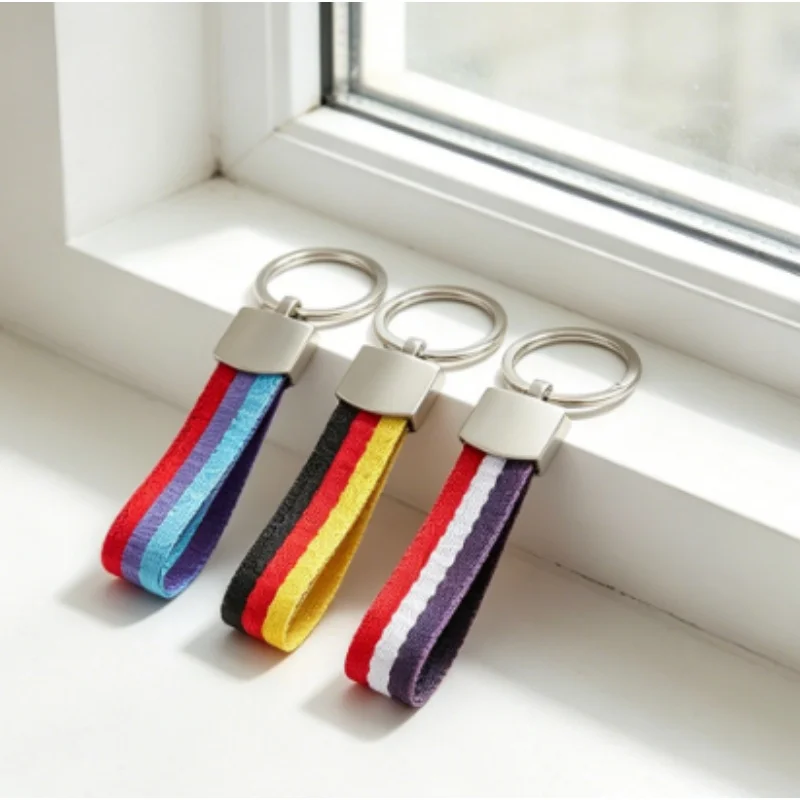1Pc Nylon Woven Flag Keychain Metal Key Ring For BMW Germany Italy Flag Car Interior Decor Accessories view 6