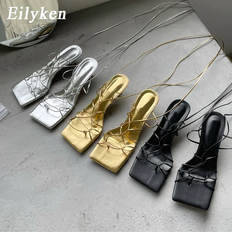 Fashion Thin Low Heel Lace Up Rome Women Sandals Summer Gladiator Casual Narrow Band Ankle Strap Shoes Big Size 35-40