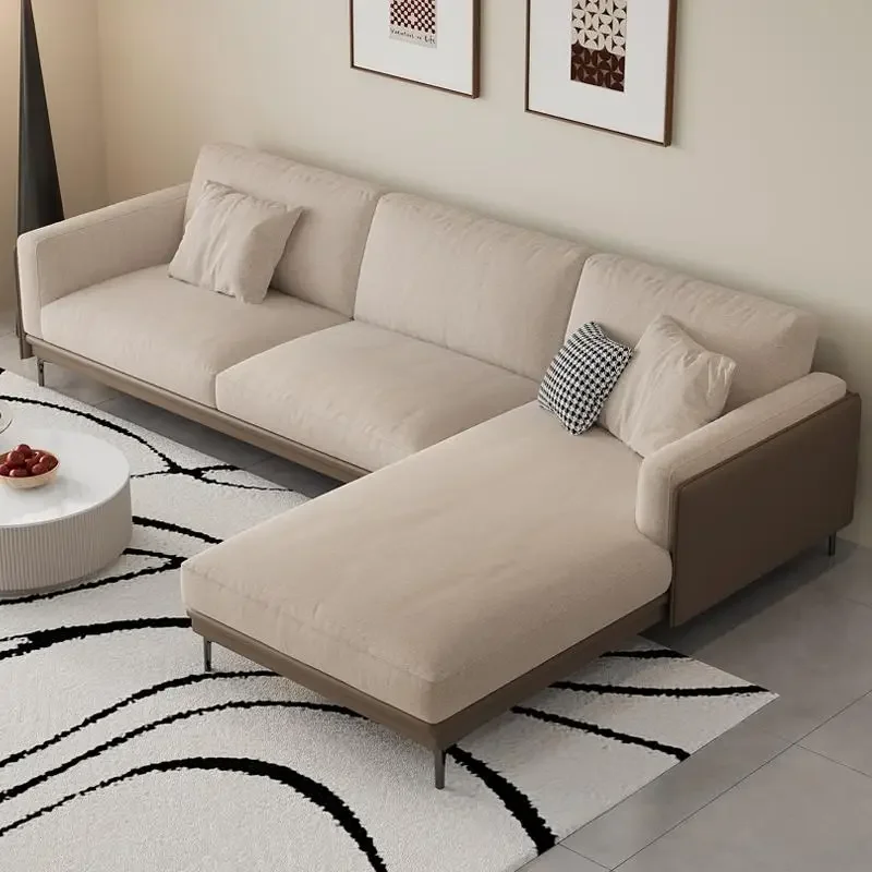 

Small apartment fabric sofa removable and washable 7-shaped small size 2024 new Italian minimalist corner