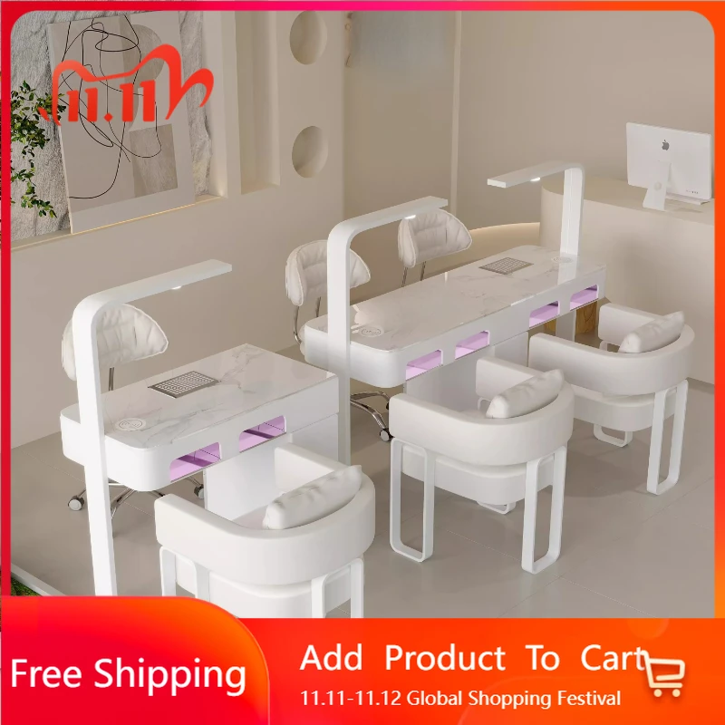 

Modern Drawer Nail Desk Led Light Manicure Tables Nail Salon Vacuum Cleaner Estetista Replica Tavolo Manicure Hotel Furniture