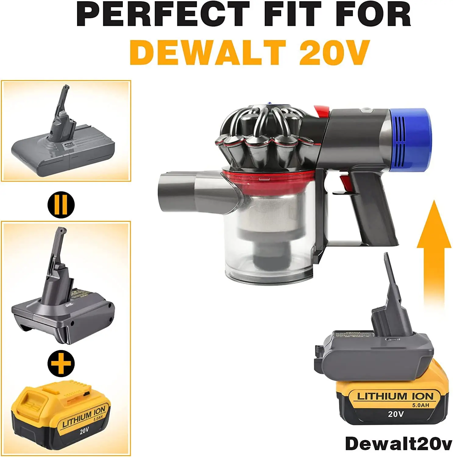 Convertitore batteria al litio Dewalt 18V 20V per strumento aspirapolvere serie Dyson V6 V7 V8