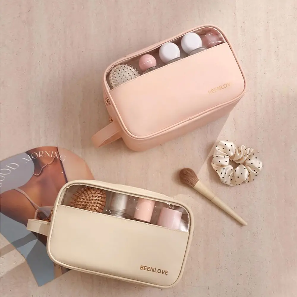 Ins Style Women Makeup Organizer Portable Waterproof Travel Cosmetic Pouch with Handle Large Capacity Toiletry Storage Case