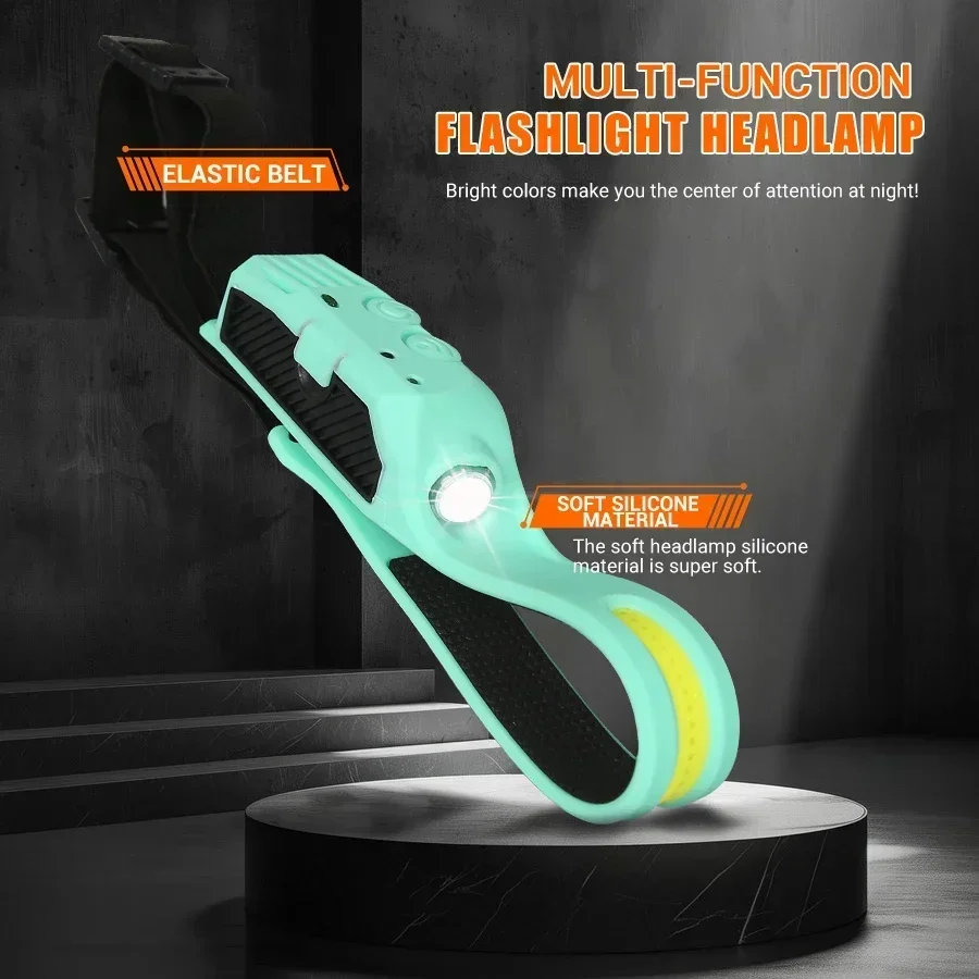 Linterna frontal con Sensor LED, batería integrada, recargable por USB, linterna frontal, luz de búsqueda para pesca y acampada, 1-5 uds.