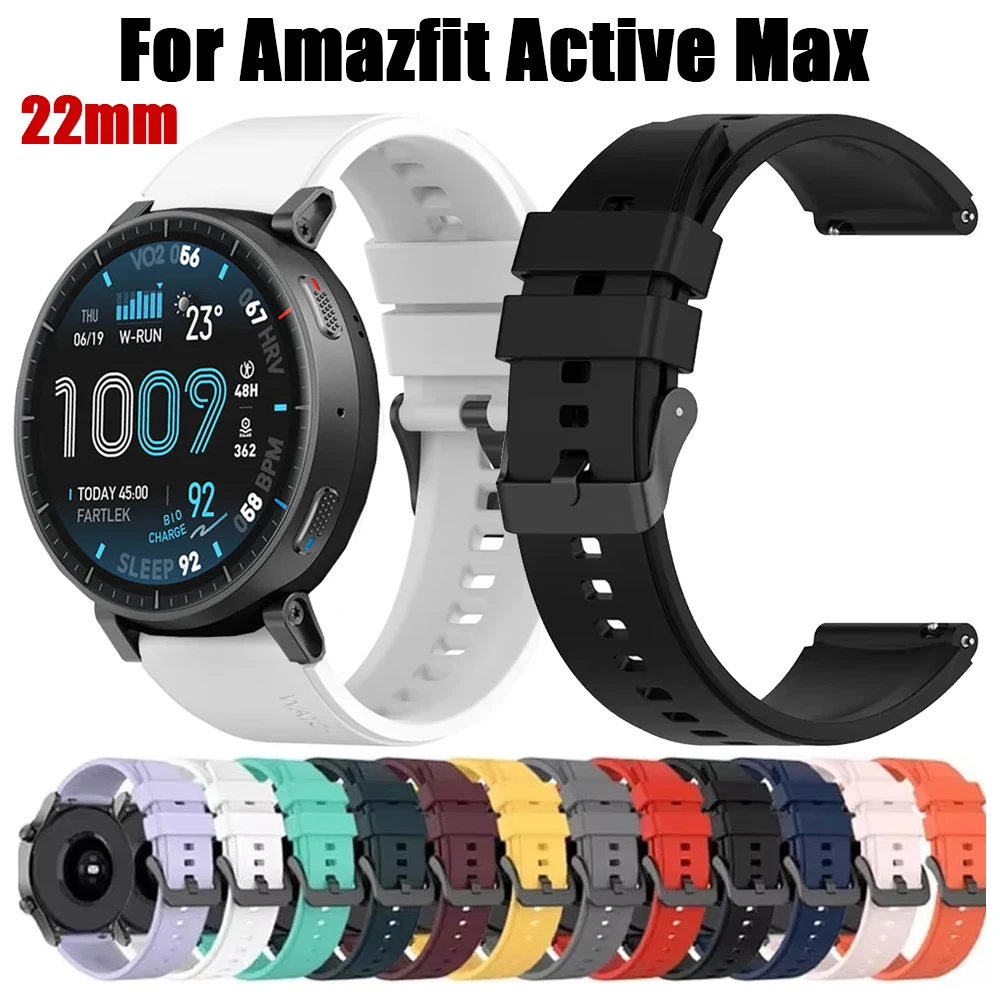 22mm Silikonarmband für Amazfit Active Max Band Armband für Amazfit T-Rex 3 Pro 48mm/Bip 6 5/Balance 2 1 Uhrenarmband Zubehör