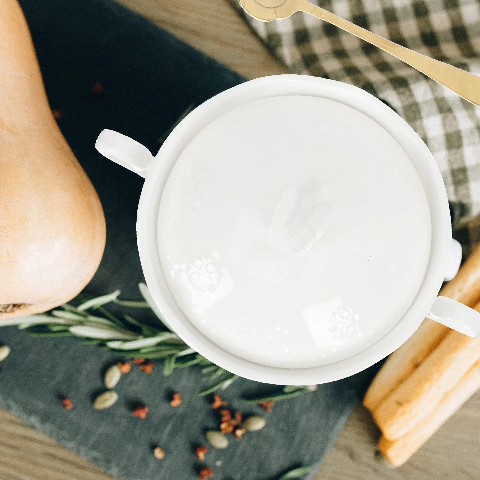 

1Set Embossed Butterfly Dessert Bowl Double Handle Ceramic Bowl for Family Parties Salads Snacks Soups and Milk