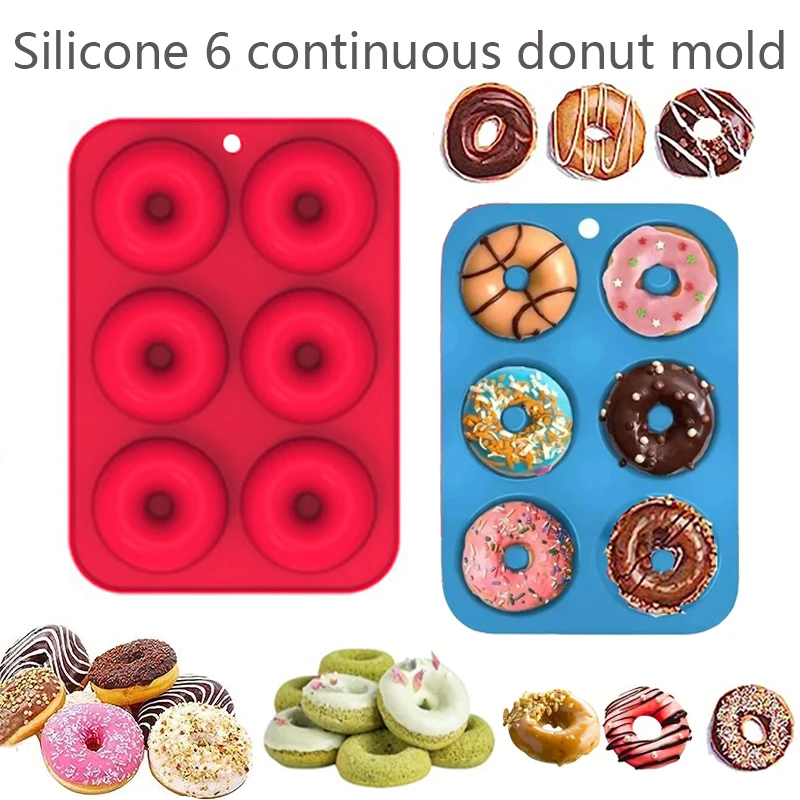 1/2 Stück Silikon-Donut-Form für 6 Donuts, DIY-Form für Schokolade, Kekse, Kuchen, Gebäck, beständig gegen hohe Temperaturen und leicht zu entformen