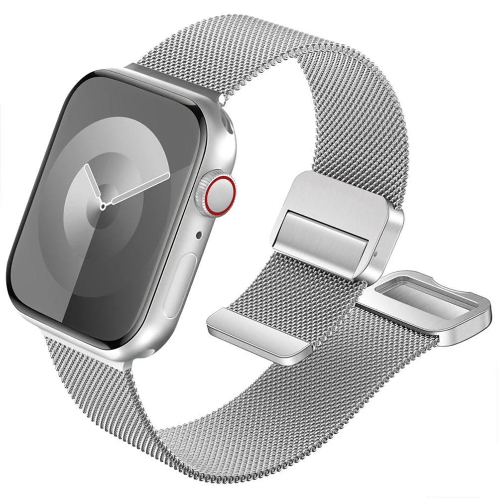 Магнитный миланский ремешок-петля для Apple Watch Series 10 9 8 7 6 5 4 46 мм 45 мм 44 мм 42 мм 41 мм 40 мм Металлический ремешок для Ultra 1 2 49 мм