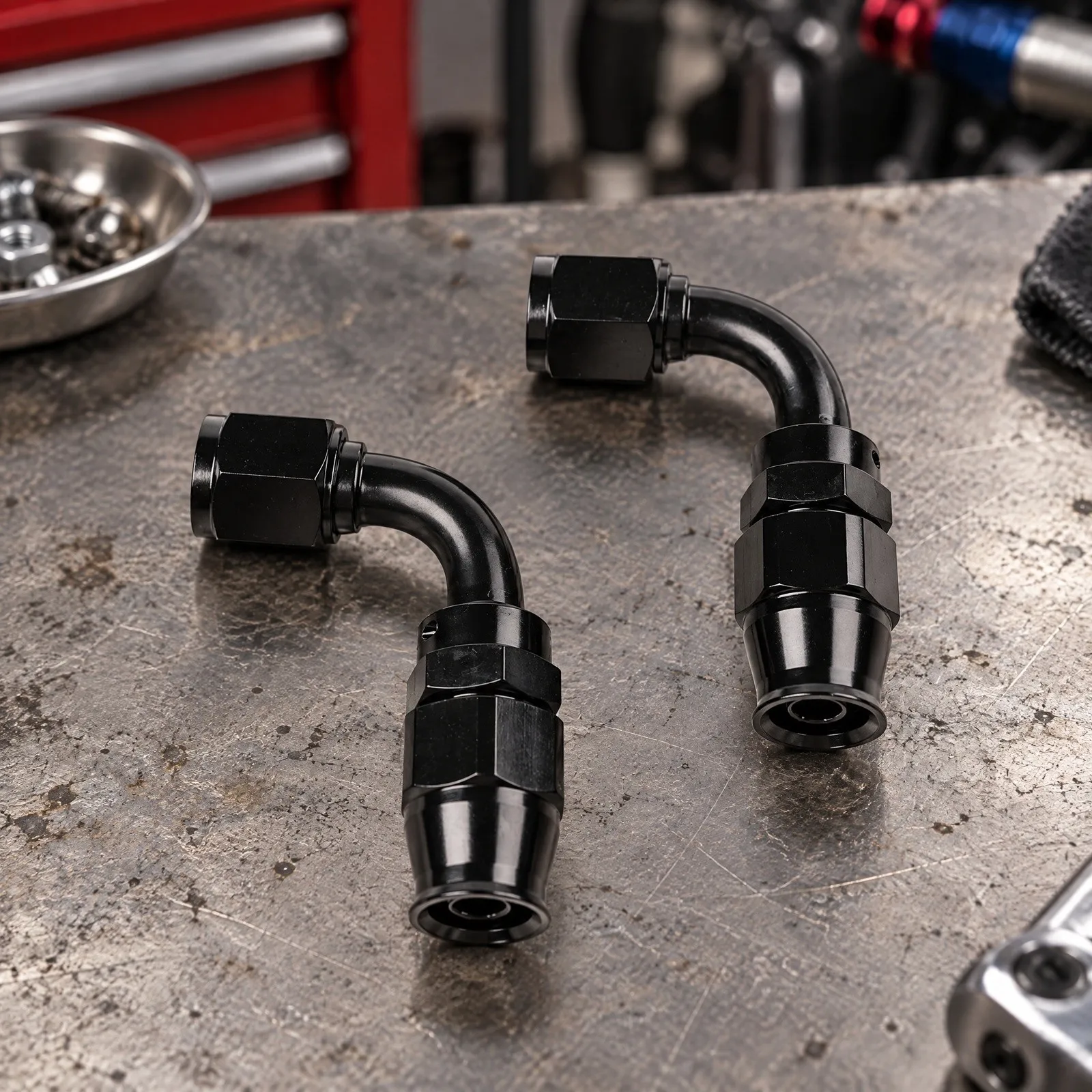 Aluminum PT-For AN6 90 Degree Fitting 2pcs for AN6 PTFE Hose Oil Cooler for Turbo and Fuel System for custom Builds